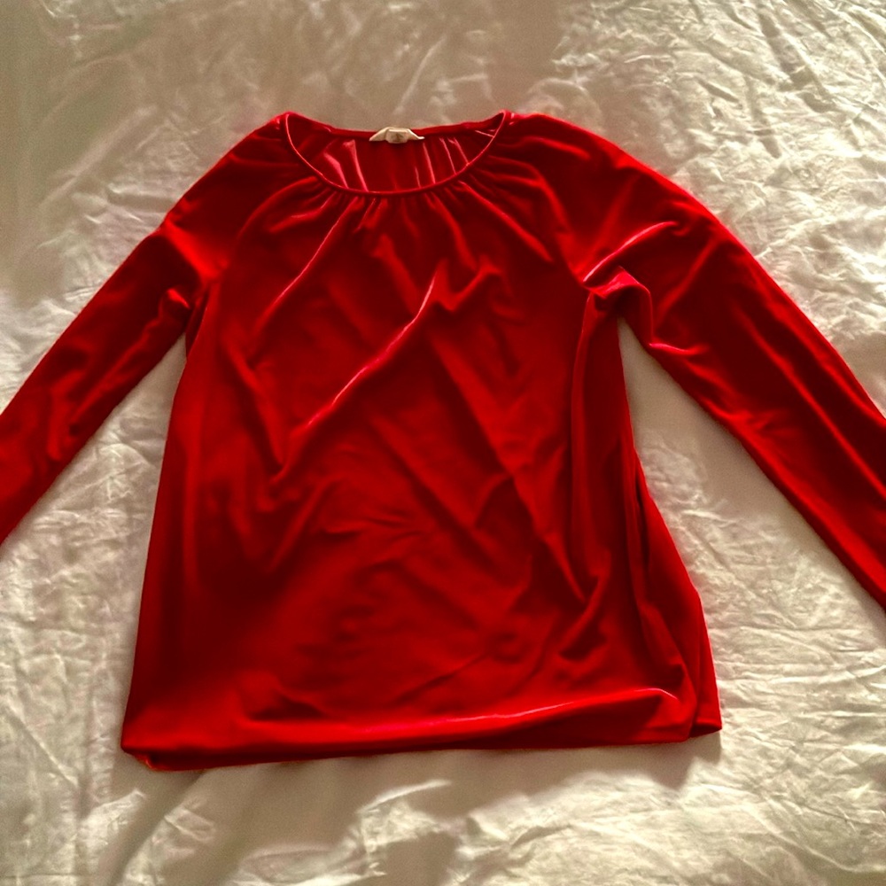Lands End Kids Red Velvet Top